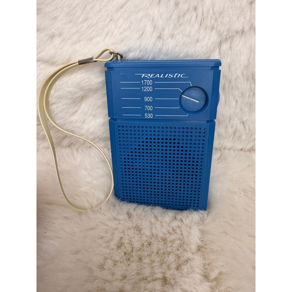 Vintage Realistic AM Transistor Radio Blue Handheld Mod 12-202 Radio Shack Works